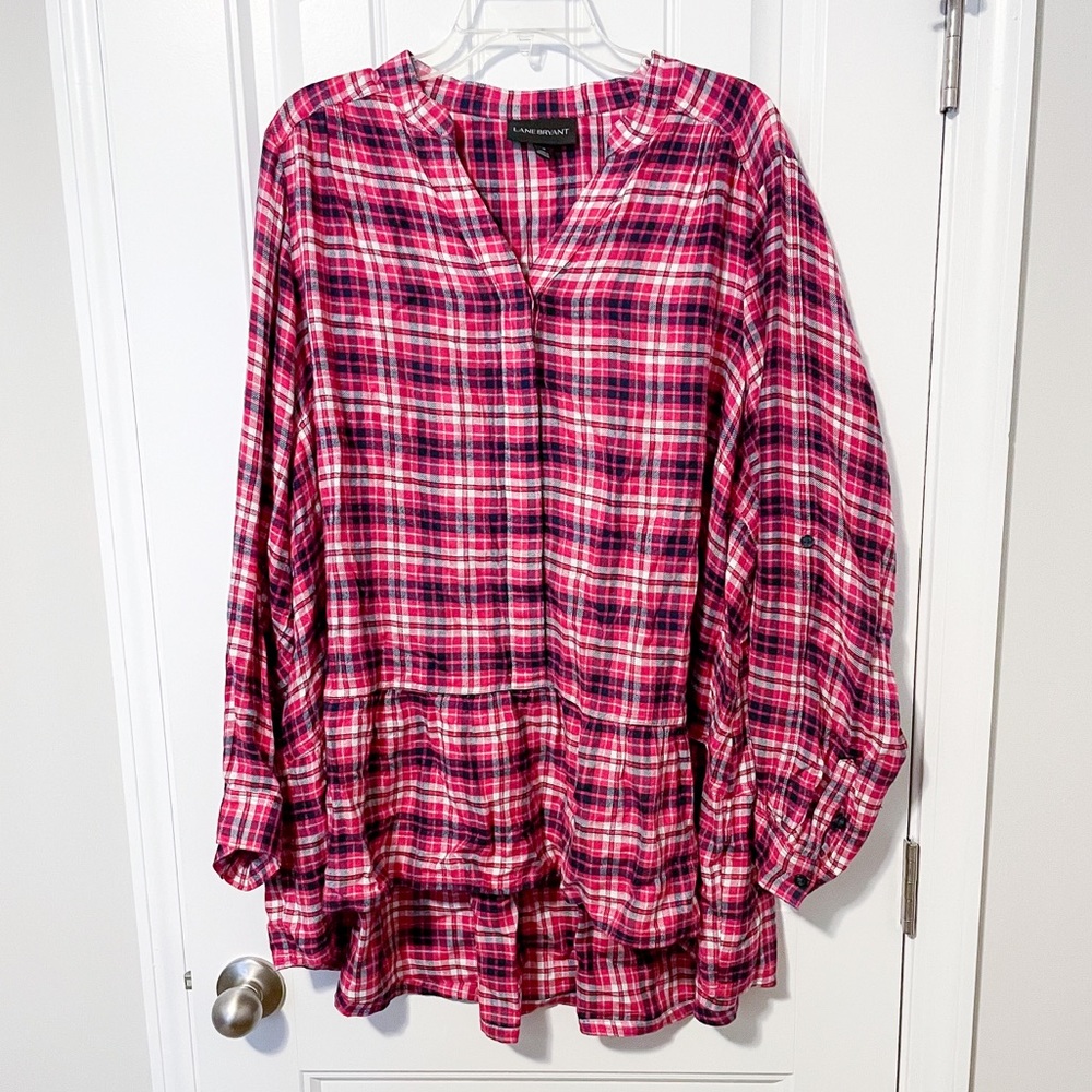 Lane Bryant high low peplum flannel - EUC